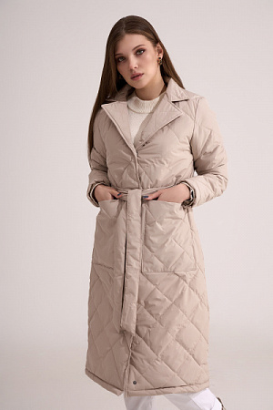 Пальто текстильное стеганое с поясом